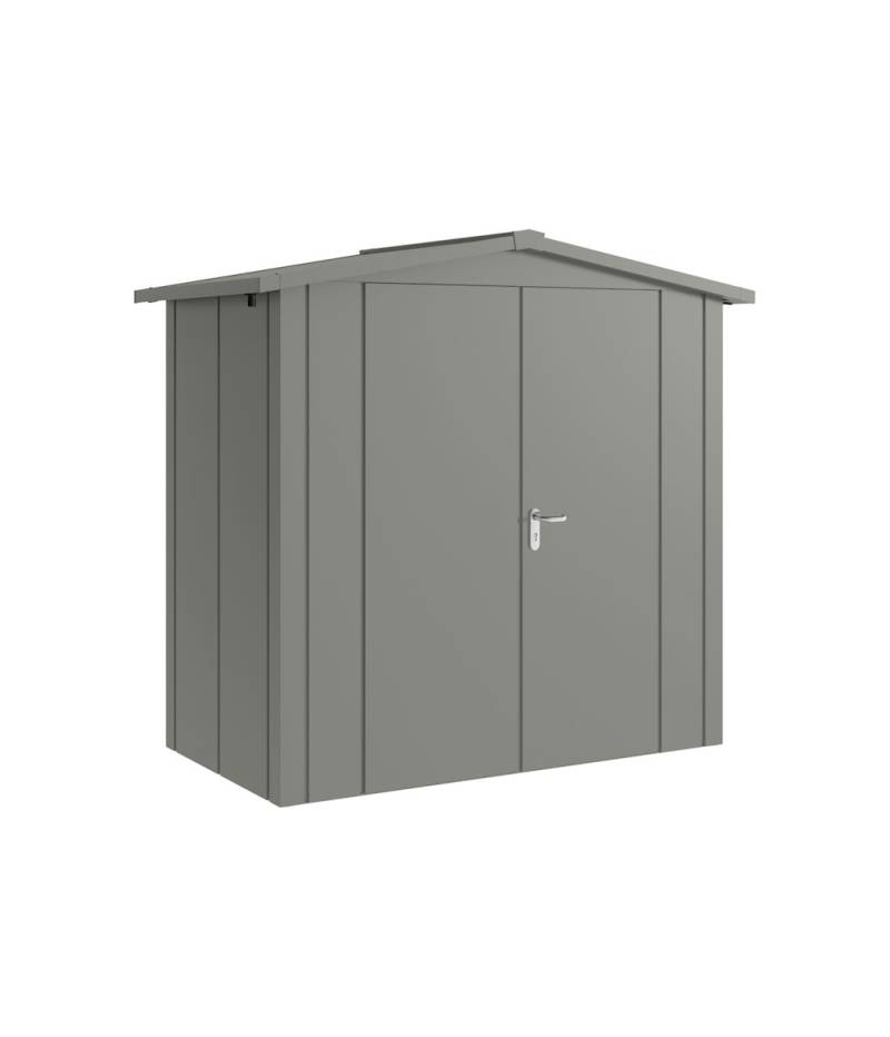 Hörmann Metall-Gerätehaus Juno JSD mit Satteldach B 214 x T 118 cm (JSD 3) Motiv Design (mit breiten Lamellen) Doppeltür Graualuminium (RAL 9007) von Hörmann Stauraumsysteme