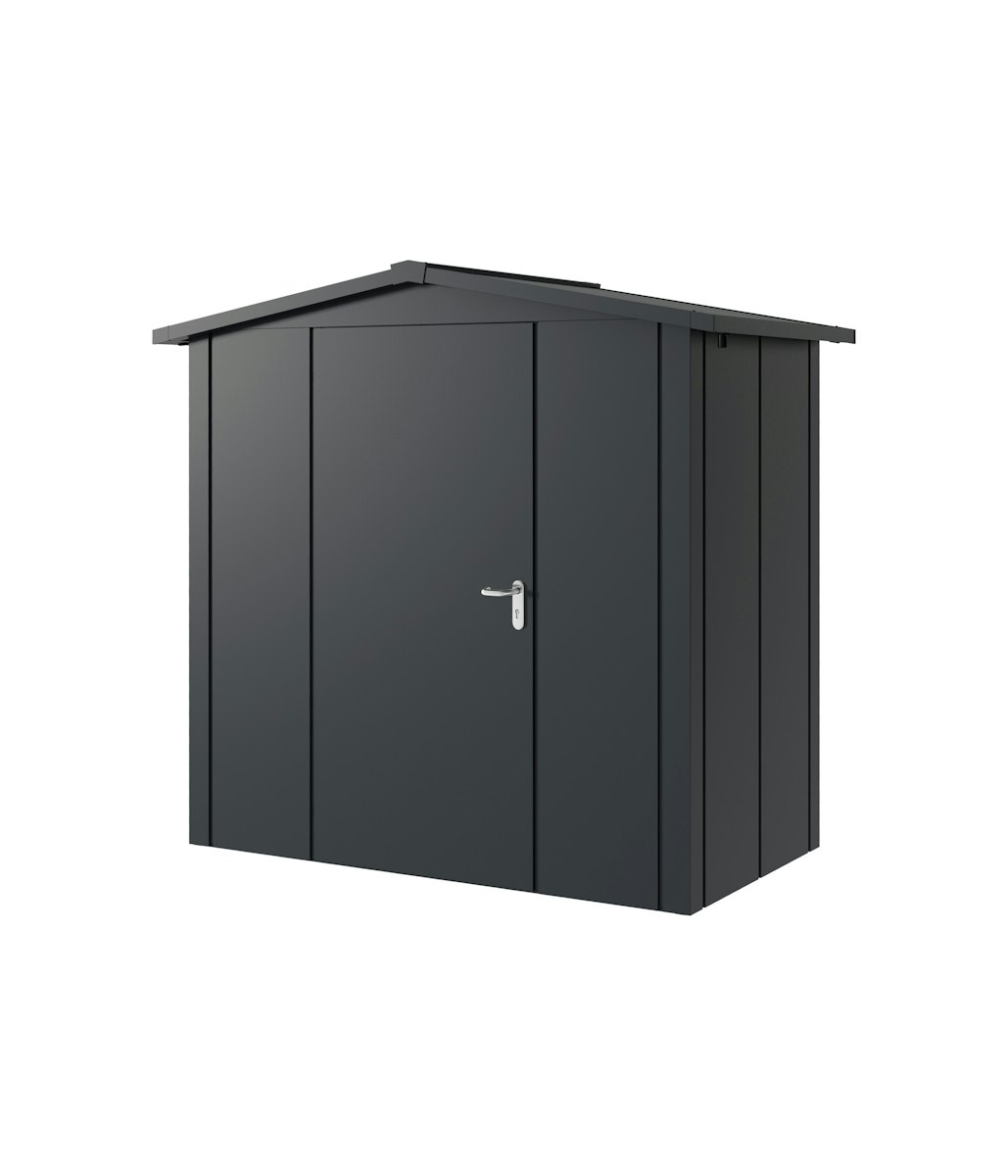 Hörmann Metall-Gerätehaus Juno JSD mit Satteldach B 214 x T 118 cm (JSD 3) Motiv Design (mit breiten Lamellen) Einzeltür Türanschlag links Anthrazitgrau (RAL 7016) von Hörmann Stauraumsysteme
