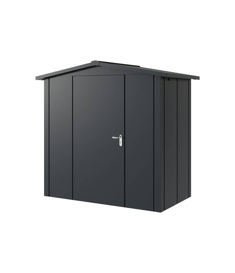 Hörmann Metall-Gerätehaus Juno JSD mit Satteldach B 214 x T 118 cm (JSD 3) Motiv Design (mit breiten Lamellen) Einzeltür Türanschlag links Anthrazitgrau (RAL 7016) von Hörmann Stauraumsysteme