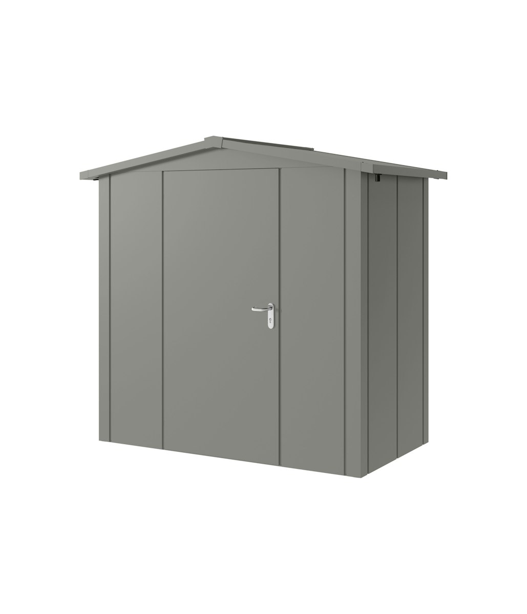 Hörmann Metall-Gerätehaus Juno JSD mit Satteldach B 214 x T 118 cm (JSD 3) Motiv Design (mit breiten Lamellen) Einzeltür Türanschlag links Graualuminium (RAL 9007) von Hörmann Stauraumsysteme