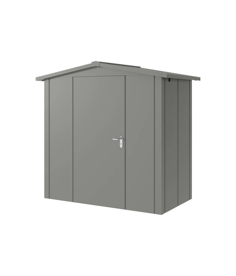 Hörmann Metall-Gerätehaus Juno JSD mit Satteldach B 214 x T 118 cm (JSD 3) Motiv Design (mit breiten Lamellen) Einzeltür Türanschlag links Graualuminium (RAL 9007) von Hörmann Stauraumsysteme