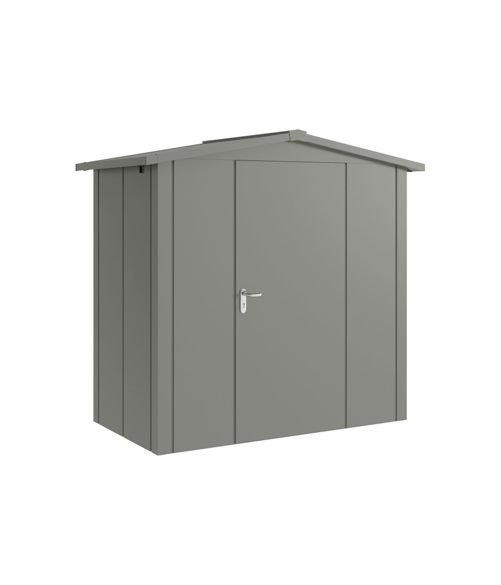 Hörmann Metall-Gerätehaus Juno JSD mit Satteldach B 214 x T 118 cm (JSD 3) Motiv Design (mit breiten Lamellen) Einzeltür Türanschlag rechts Graualuminium (RAL 9007) von Hörmann Stauraumsysteme