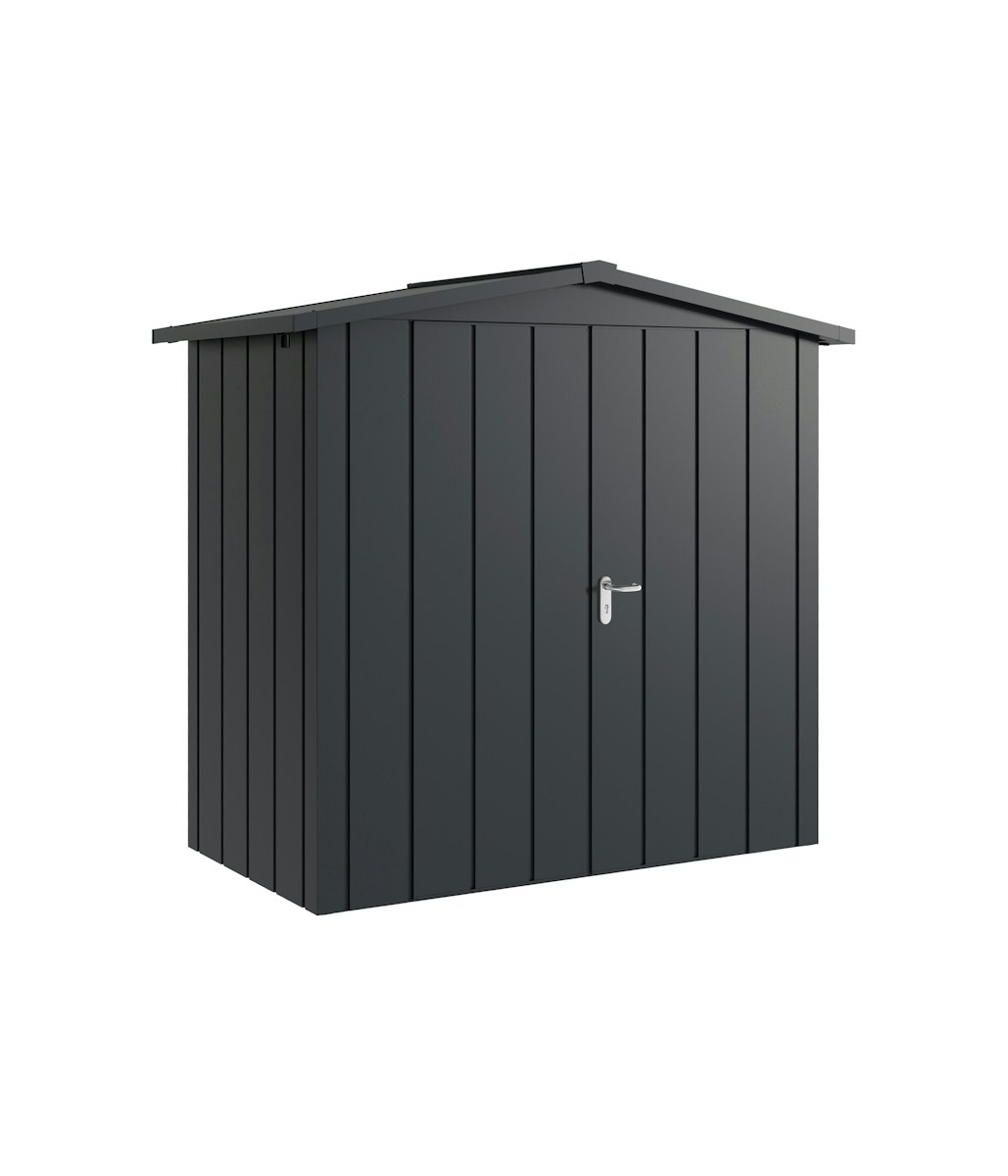 Hörmann Metall-Gerätehaus Juno JSD mit Satteldach B 214 x T 118 cm (JSD 3) Motiv Modern (mit schmalen Lamellen) Doppeltür Anthrazitgrau (RAL 7016) von Hörmann Stauraumsysteme