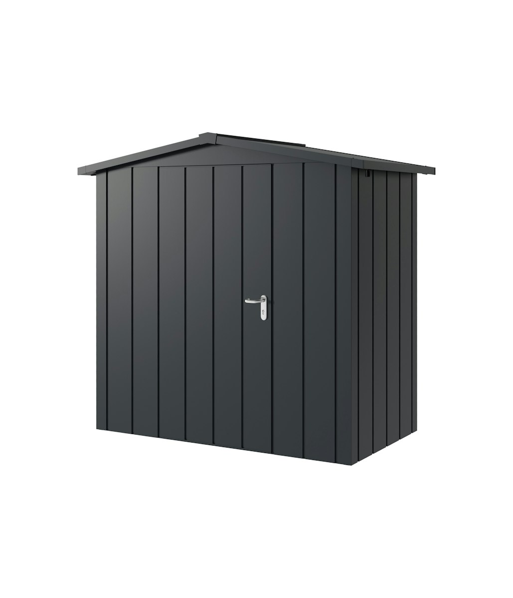 Hörmann Metall-Gerätehaus Juno JSD mit Satteldach B 214 x T 118 cm (JSD 3) Motiv Modern (mit schmalen Lamellen) Einzeltür Türanschlag links Anthrazitgrau (RAL 7016) von Hörmann Stauraumsysteme