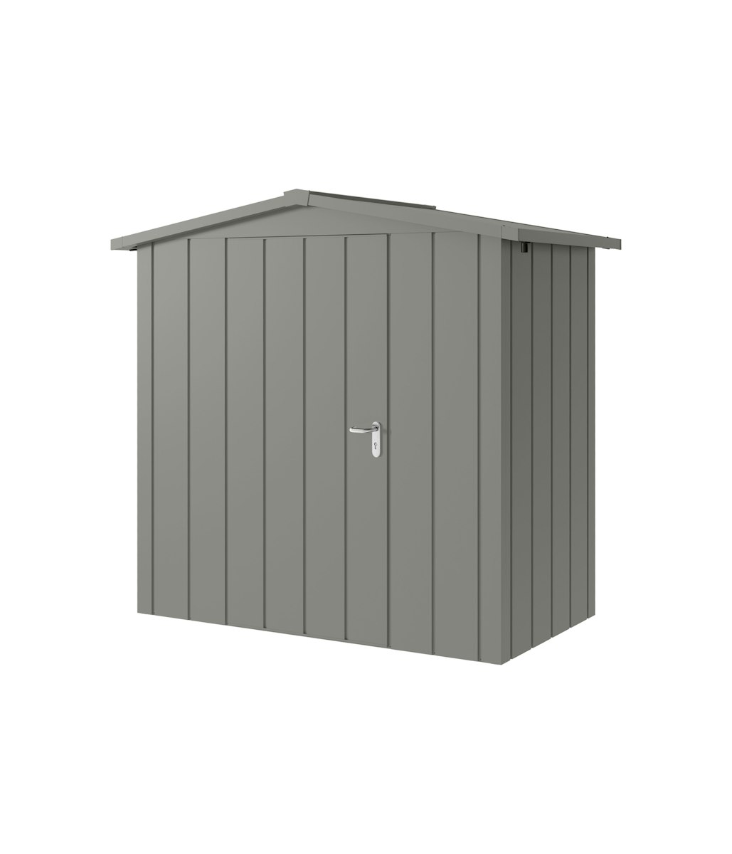 Hörmann Metall-Gerätehaus Juno JSD mit Satteldach B 214 x T 118 cm (JSD 3) Motiv Modern (mit schmalen Lamellen) Einzeltür Türanschlag links Graualuminium (RAL 9007) von Hörmann Stauraumsysteme