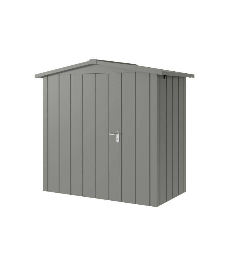 Hörmann Metall-Gerätehaus Juno JSD mit Satteldach B 214 x T 118 cm (JSD 3) Motiv Modern (mit schmalen Lamellen) Einzeltür Türanschlag links Graualuminium (RAL 9007) von Hörmann Stauraumsysteme