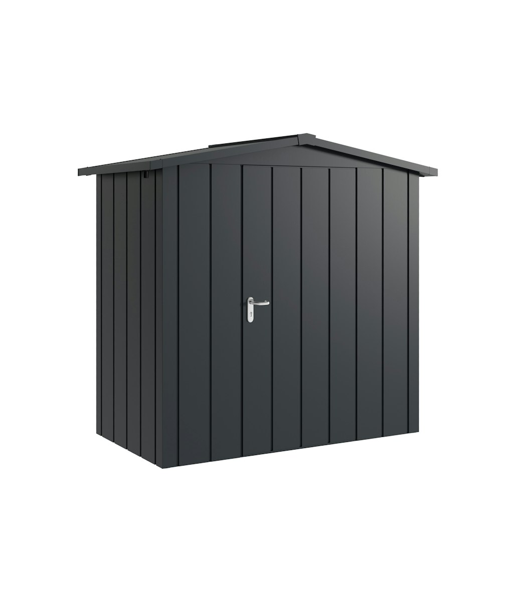 Hörmann Metall-Gerätehaus Juno JSD mit Satteldach B 214 x T 118 cm (JSD 3) Motiv Modern (mit schmalen Lamellen) Einzeltür Türanschlag rechts Anthrazitgrau (RAL 7016) von Hörmann Stauraumsysteme