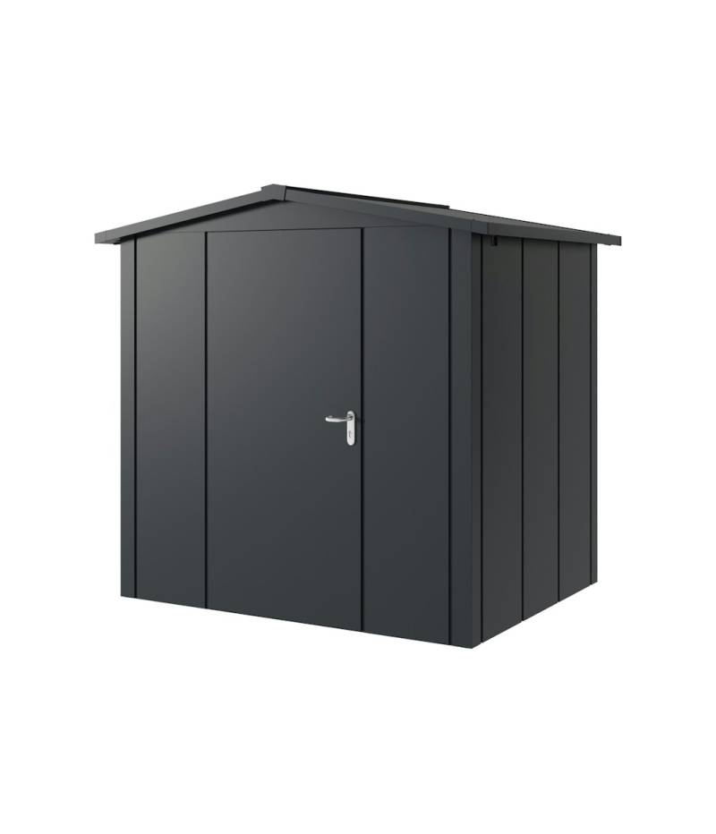 Hörmann Metall-Gerätehaus Juno JSD mit Satteldach B 214 x T 166 cm (JSD 4) Motiv Design (mit breiten Lamellen) Einzeltür Türanschlag links Anthrazitgrau (RAL 7016) von Hörmann Stauraumsysteme