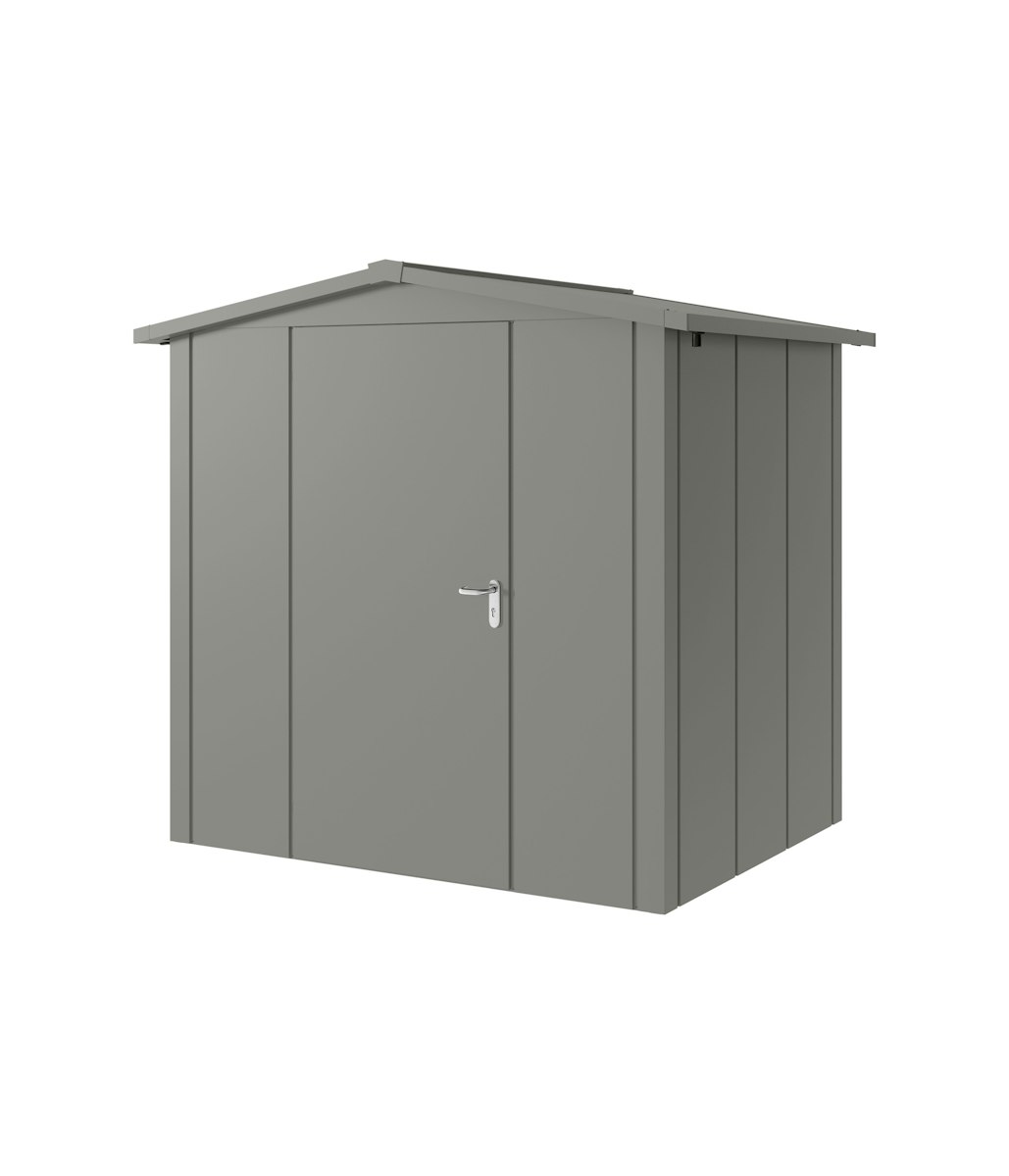 Hörmann Metall-Gerätehaus Juno JSD mit Satteldach B 214 x T 166 cm (JSD 4) Motiv Design (mit breiten Lamellen) Einzeltür Türanschlag links Graualuminium (RAL 9007) von Hörmann Stauraumsysteme