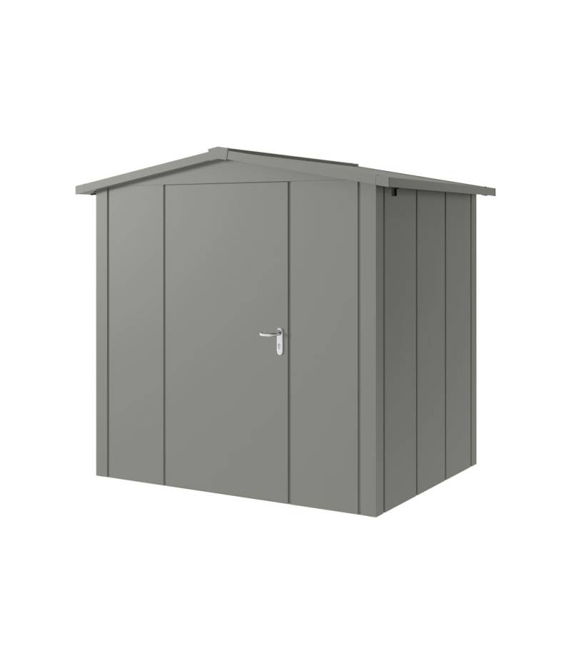 Hörmann Metall-Gerätehaus Juno JSD mit Satteldach B 214 x T 166 cm (JSD 4) Motiv Design (mit breiten Lamellen) Einzeltür Türanschlag links Graualuminium (RAL 9007) von Hörmann Stauraumsysteme