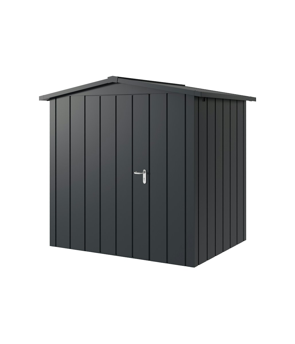 Hörmann Metall-Gerätehaus Juno JSD mit Satteldach B 214 x T 166 cm (JSD 4) Motiv Modern (mit schmalen Lamellen) Einzeltür Türanschlag links Anthrazitgrau (RAL 7016) von Hörmann Stauraumsysteme