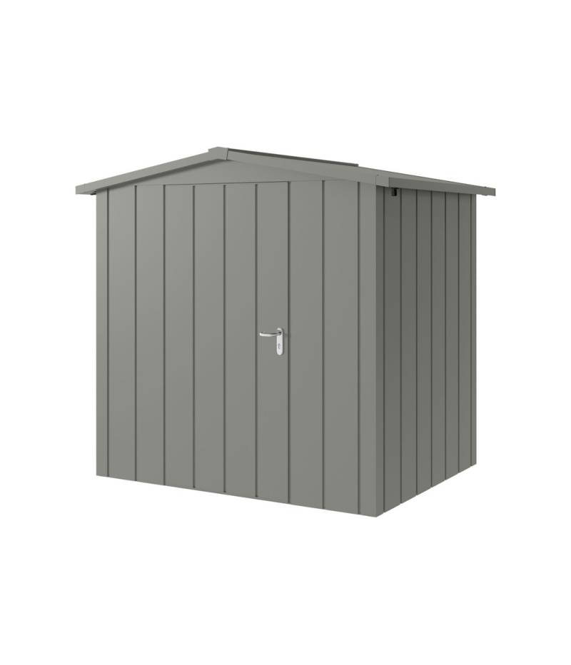 Hörmann Metall-Gerätehaus Juno JSD mit Satteldach B 214 x T 166 cm (JSD 4) Motiv Modern (mit schmalen Lamellen) Einzeltür Türanschlag links Graualuminium (RAL 9007) von Hörmann Stauraumsysteme