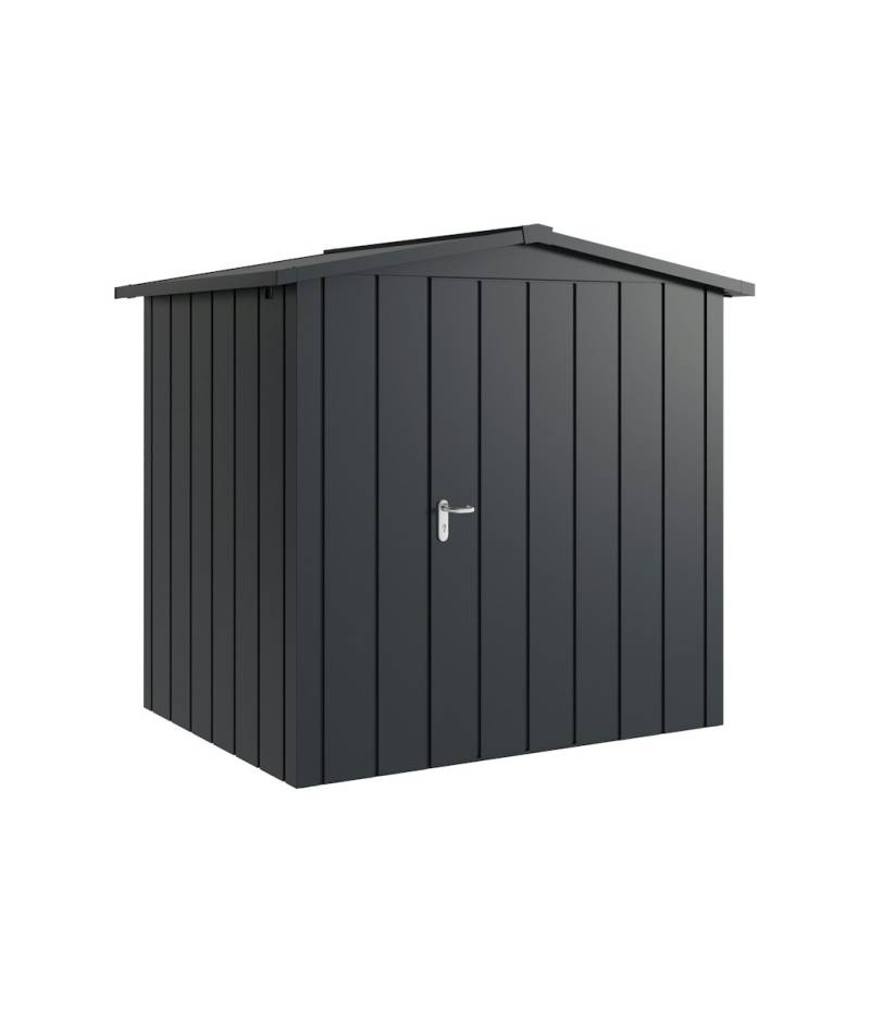 Hörmann Metall-Gerätehaus Juno JSD mit Satteldach B 214 x T 166 cm (JSD 4) Motiv Modern (mit schmalen Lamellen) Einzeltür Türanschlag rechts Anthrazitgrau (RAL 7016) von Hörmann Stauraumsysteme