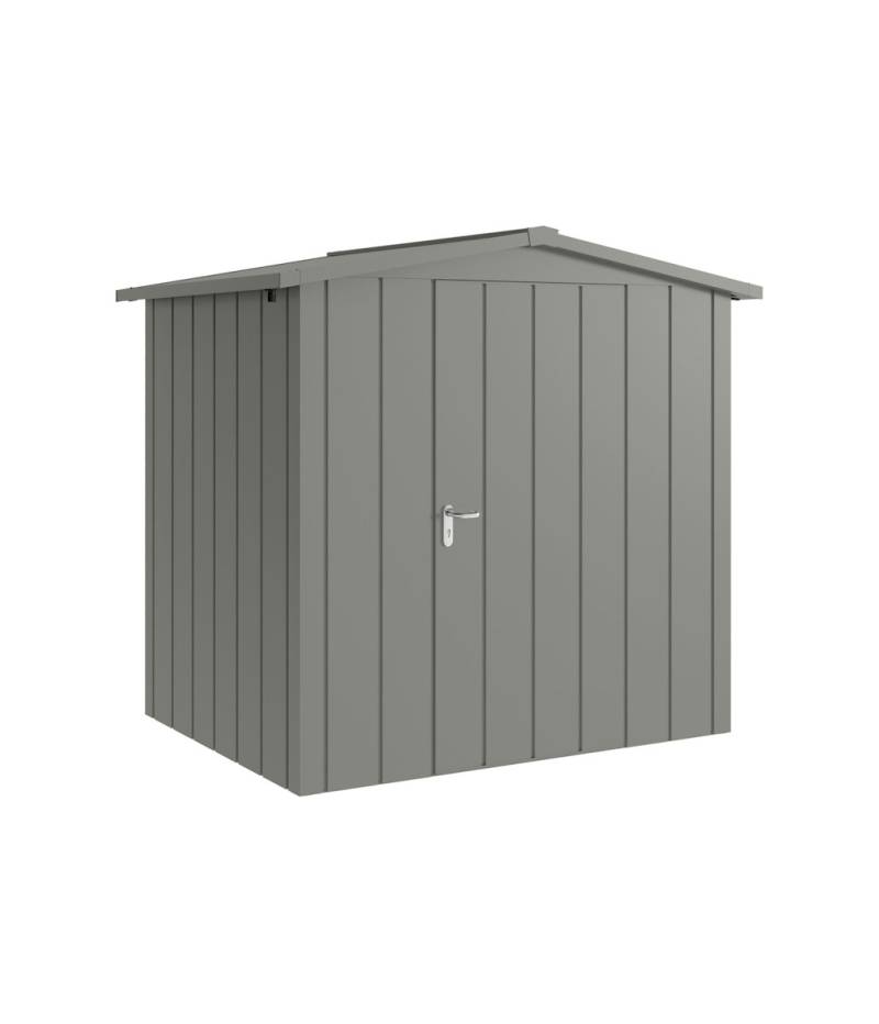 Hörmann Metall-Gerätehaus Juno JSD mit Satteldach B 214 x T 166 cm (JSD 4) Motiv Modern (mit schmalen Lamellen) Einzeltür Türanschlag rechts Graualuminium (RAL 9007) von Hörmann Stauraumsysteme