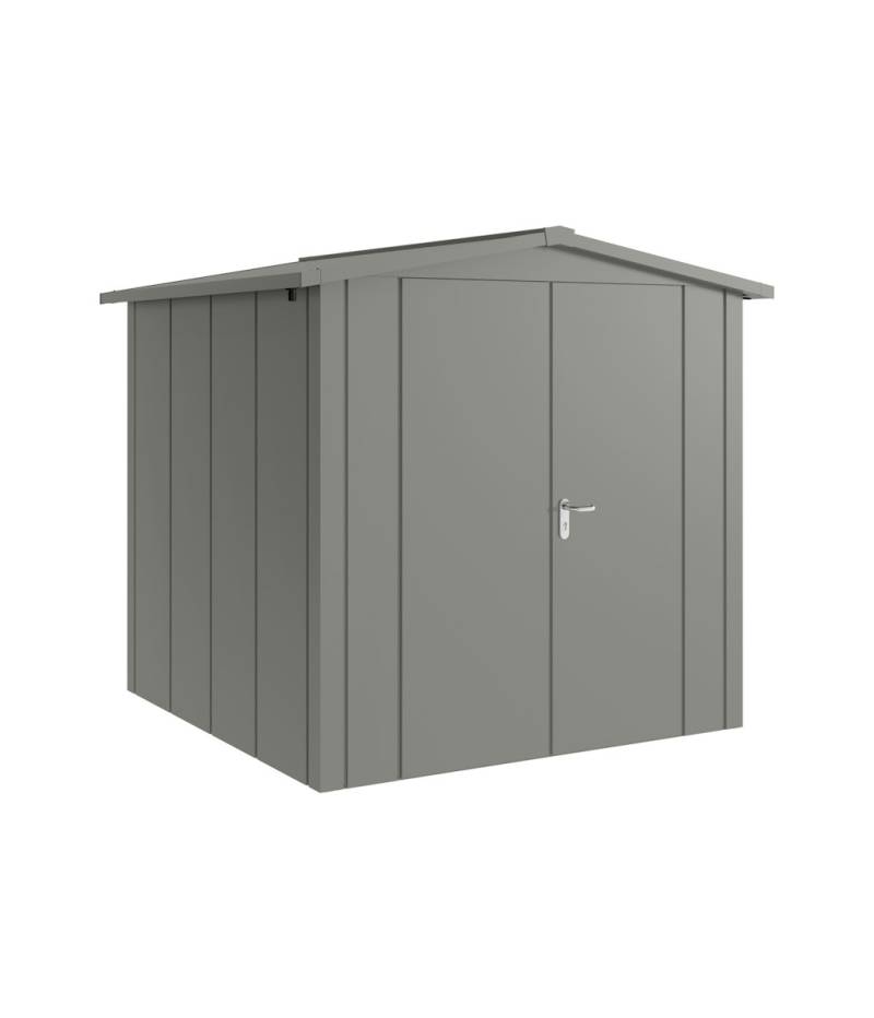 Hörmann Metall-Gerätehaus Juno JSD mit Satteldach B 214 x T 214 cm (JSD 5) Motiv Design (mit breiten Lamellen) Doppeltür Graualuminium (RAL 9007) von Hörmann Stauraumsysteme