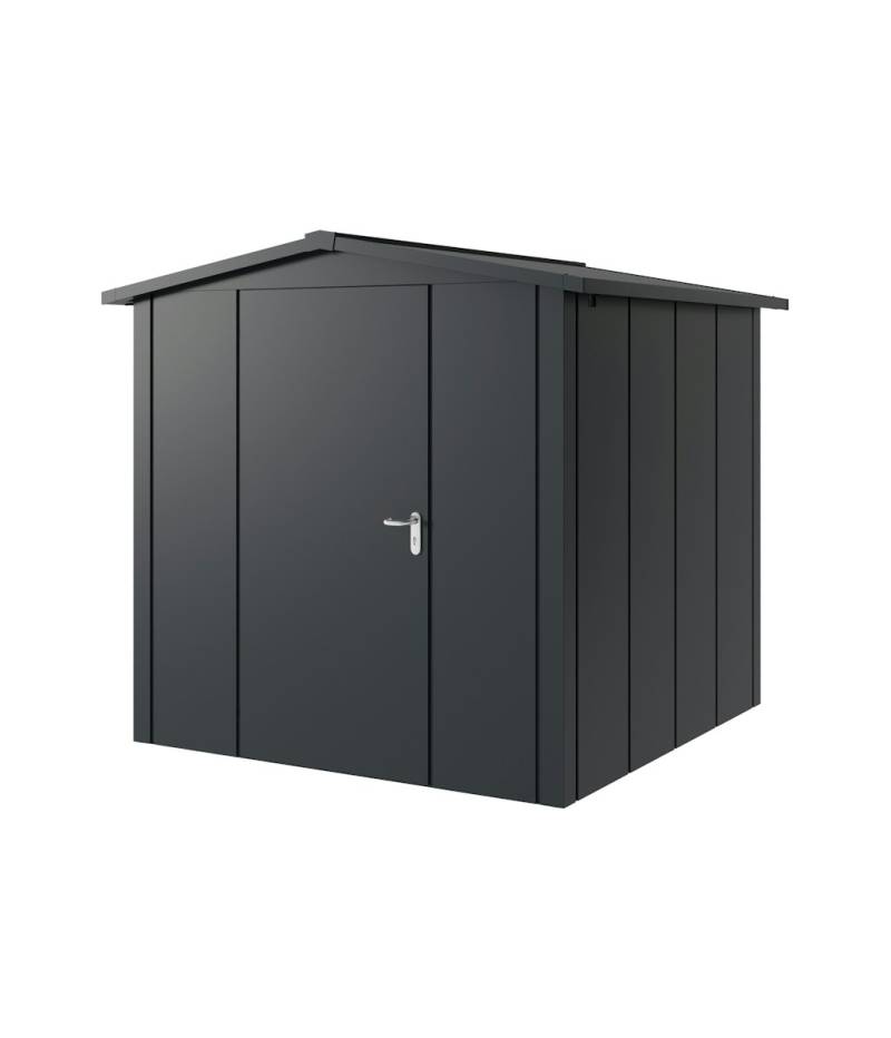 Hörmann Metall-Gerätehaus Juno JSD mit Satteldach B 214 x T 214 cm (JSD 5) Motiv Design (mit breiten Lamellen) Einzeltür Türanschlag links Anthrazitgrau (RAL 7016) von Hörmann Stauraumsysteme