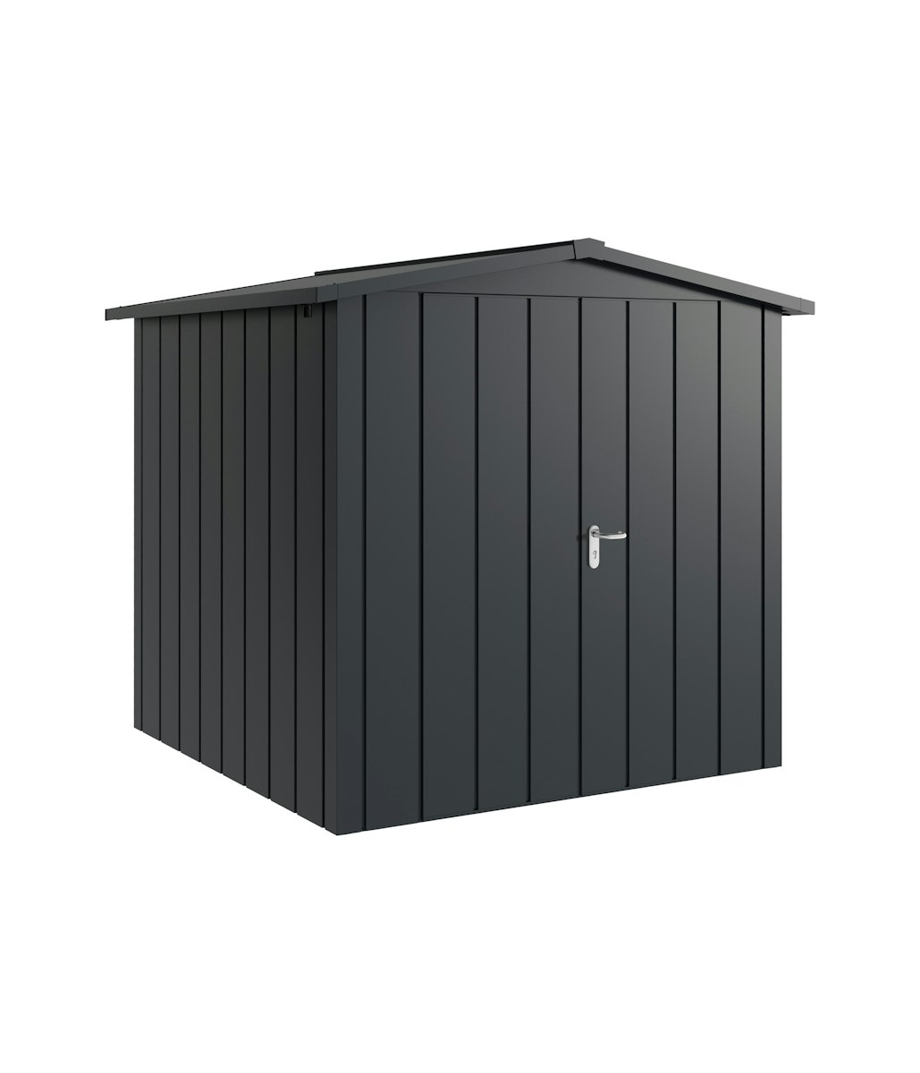 Hörmann Metall-Gerätehaus Juno JSD mit Satteldach B 214 x T 214 cm (JSD 5) Motiv Modern (mit schmalen Lamellen) Doppeltür Anthrazitgrau (RAL 7016) von Hörmann Stauraumsysteme