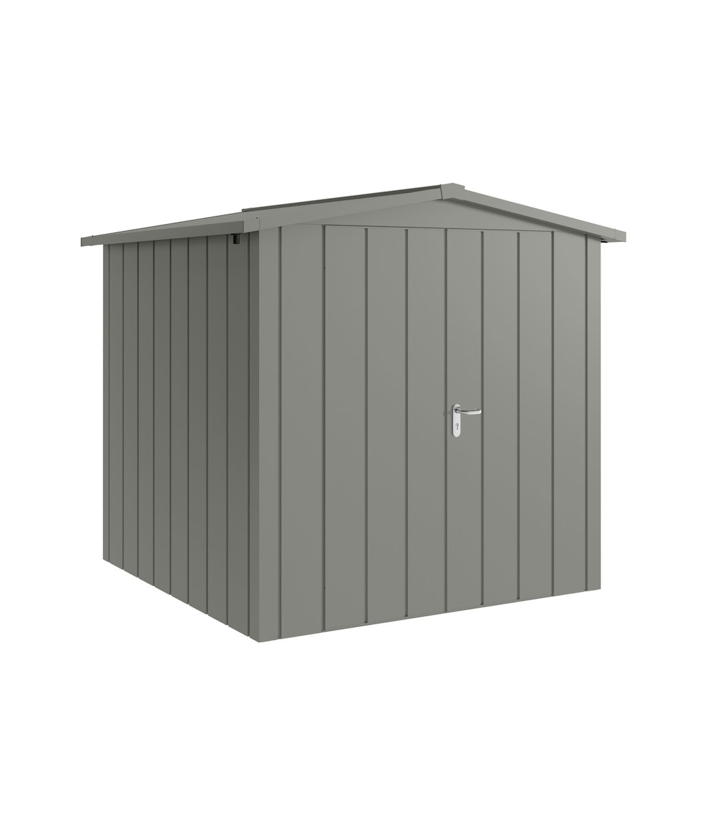 Hörmann Metall-Gerätehaus Juno JSD mit Satteldach B 214 x T 214 cm (JSD 5) Motiv Modern (mit schmalen Lamellen) Doppeltür Graualuminium (RAL 9007) von Hörmann Stauraumsysteme