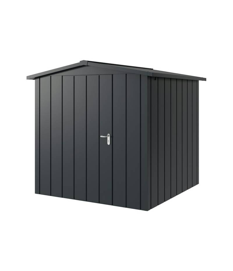 Hörmann Metall-Gerätehaus Juno JSD mit Satteldach B 214 x T 214 cm (JSD 5) Motiv Modern (mit schmalen Lamellen) Einzeltür Türanschlag links Anthrazitgrau (RAL 7016) von Hörmann Stauraumsysteme