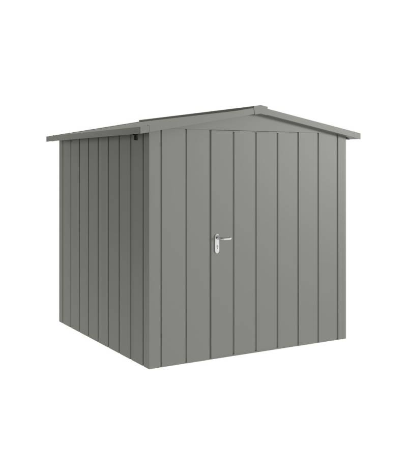 Hörmann Metall-Gerätehaus Juno JSD mit Satteldach B 214 x T 214 cm (JSD 5) Motiv Modern (mit schmalen Lamellen) Einzeltür Türanschlag rechts Graualuminium (RAL 9007) von Hörmann Stauraumsysteme