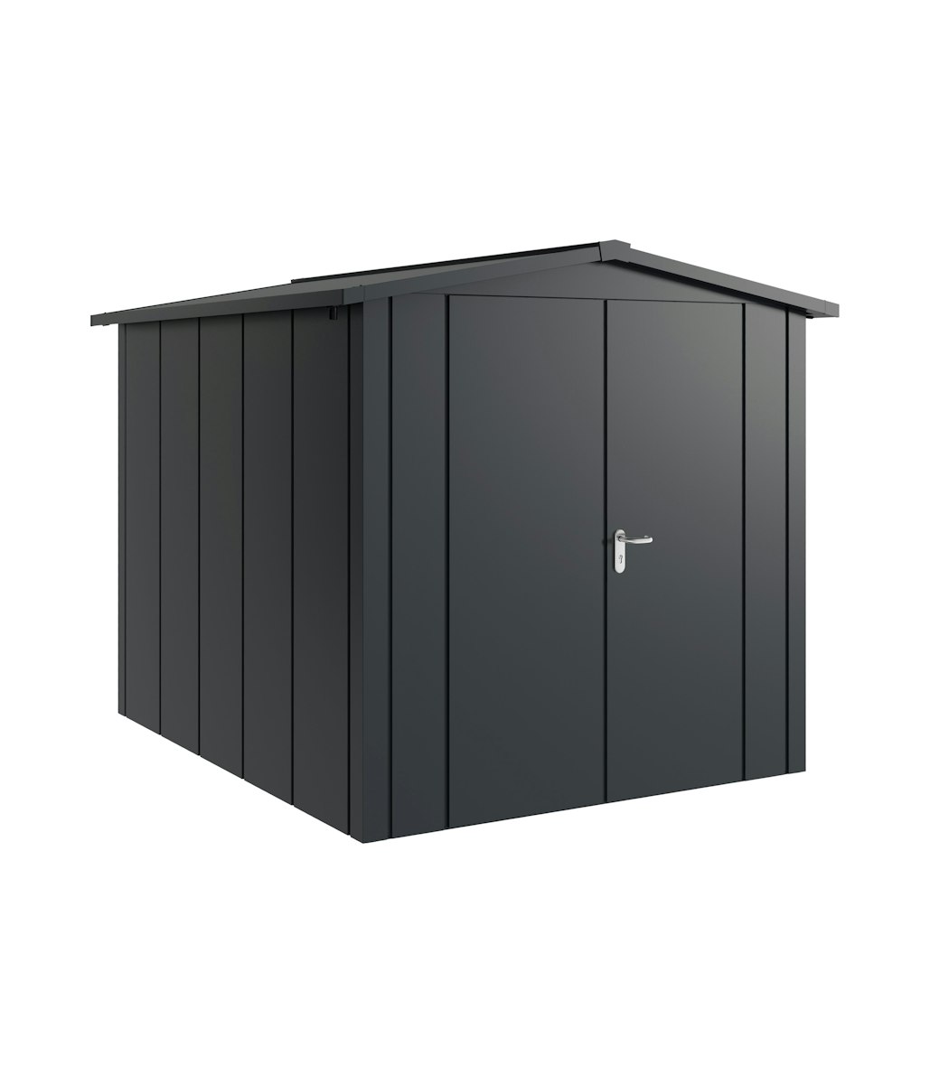 Hörmann Metall-Gerätehaus Juno JSD mit Satteldach B 214 x T 262 cm (JSD 6) Motiv Design (mit breiten Lamellen) Doppeltür Anthrazitgrau (RAL 7016) von Hörmann Stauraumsysteme