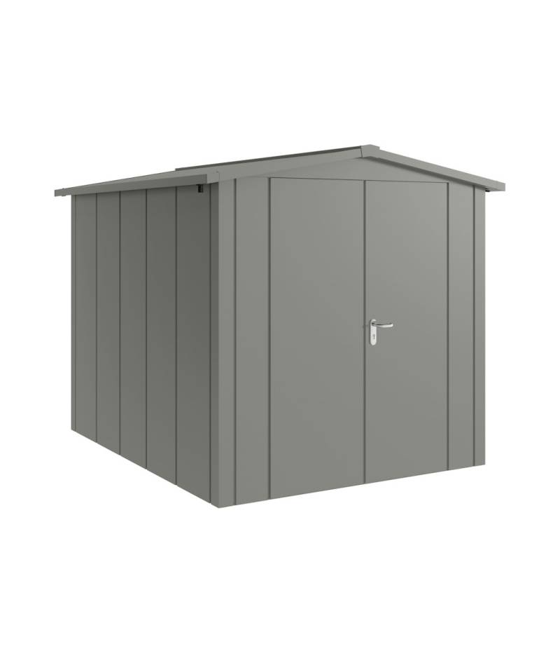 Hörmann Metall-Gerätehaus Juno JSD mit Satteldach B 214 x T 262 cm (JSD 6) Motiv Design (mit breiten Lamellen) Doppeltür Graualuminium (RAL 9007) von Hörmann Stauraumsysteme