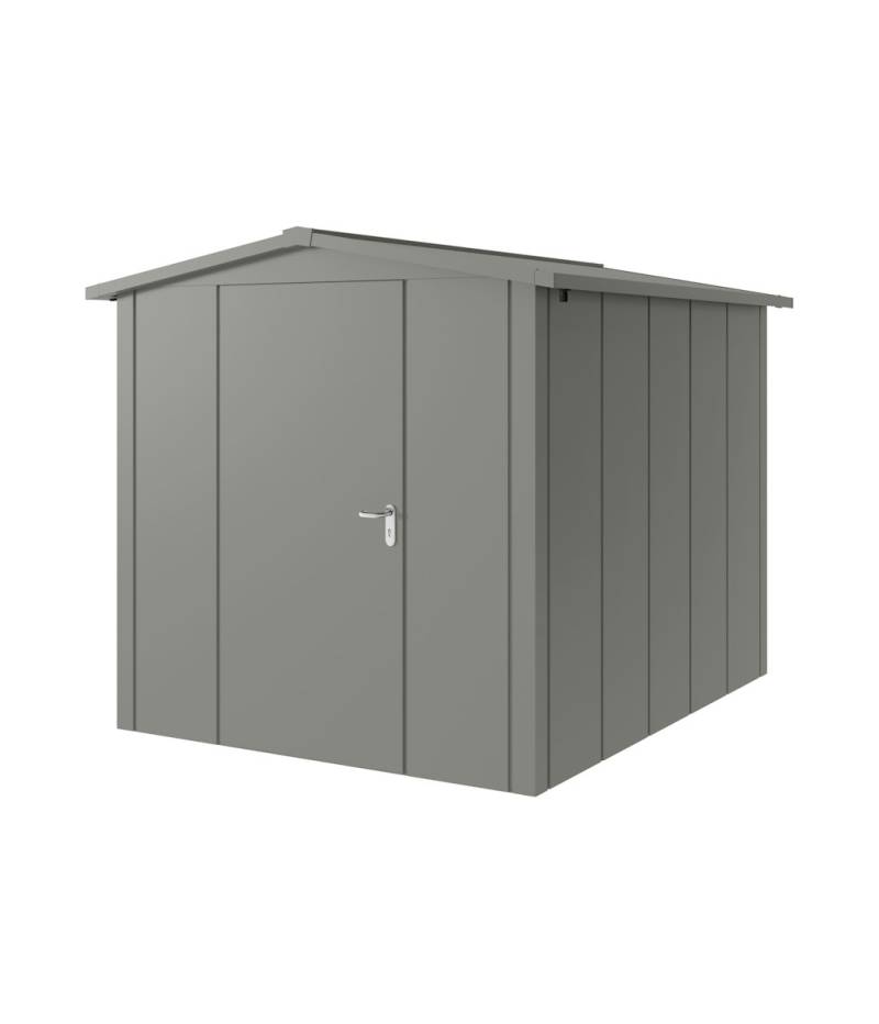 Hörmann Metall-Gerätehaus Juno JSD mit Satteldach B 214 x T 262 cm (JSD 6) Motiv Design (mit breiten Lamellen) Einzeltür Türanschlag links Graualuminium (RAL 9007) von Hörmann Stauraumsysteme