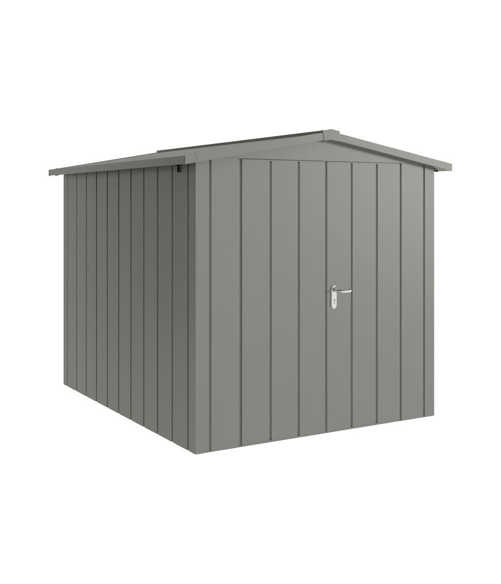Hörmann Metall-Gerätehaus Juno JSD mit Satteldach B 214 x T 262 cm (JSD 6) Motiv Modern (mit schmalen Lamellen) Doppeltür Graualuminium (RAL 9007) von Hörmann Stauraumsysteme