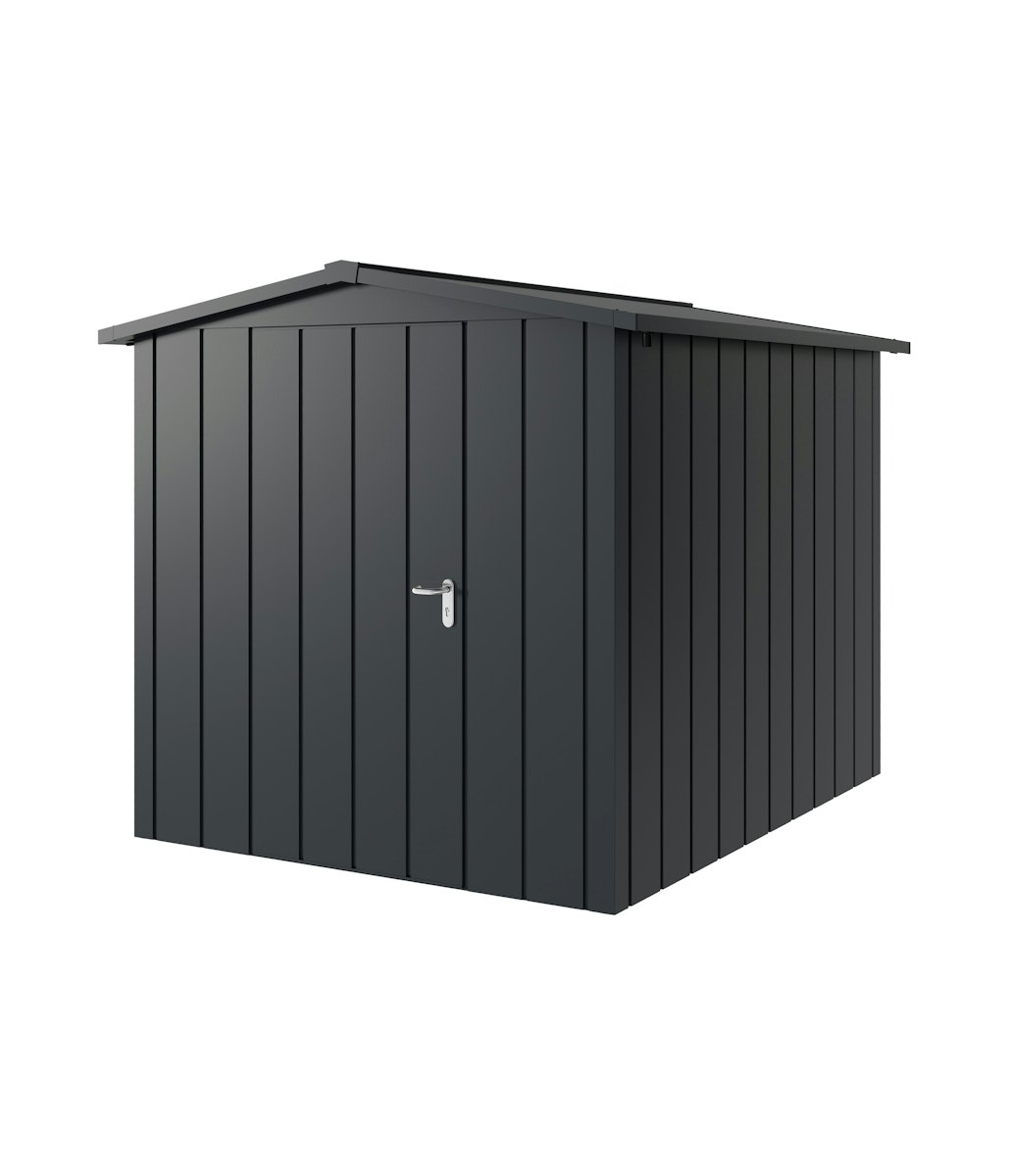 Hörmann Metall-Gerätehaus Juno JSD mit Satteldach B 214 x T 262 cm (JSD 6) Motiv Modern (mit schmalen Lamellen) Einzeltür Türanschlag links Anthrazitgrau (RAL 7016) von Hörmann Stauraumsysteme
