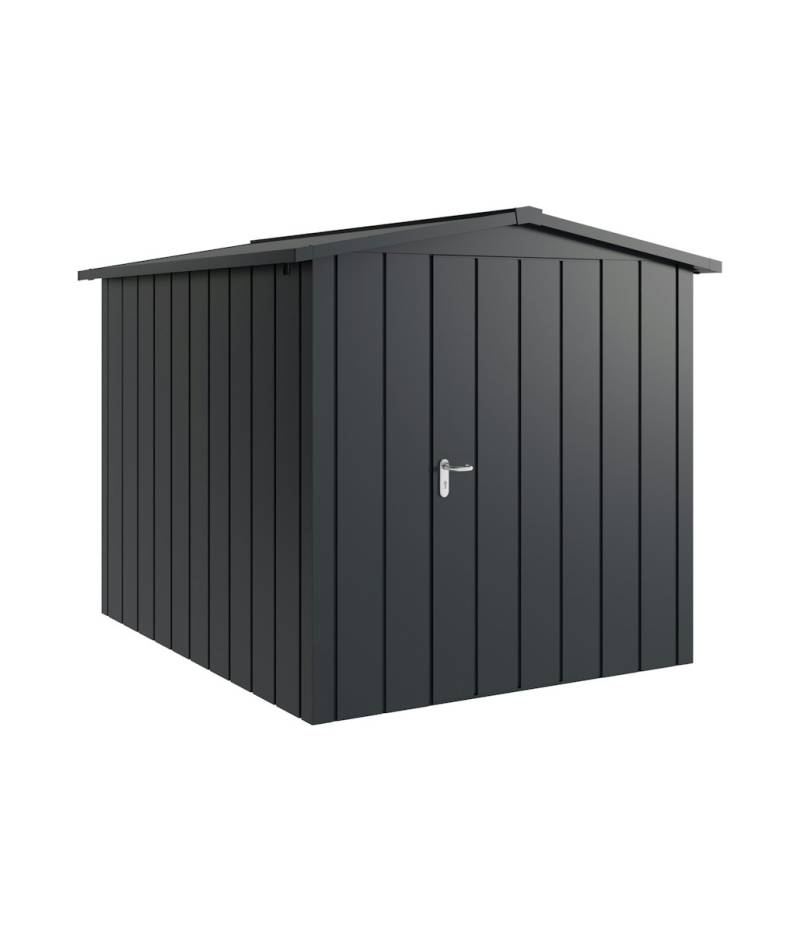 Hörmann Metall-Gerätehaus Juno JSD mit Satteldach B 214 x T 262 cm (JSD 6) Motiv Modern (mit schmalen Lamellen) Einzeltür Türanschlag rechts Anthrazitgrau (RAL 7016) von Hörmann Stauraumsysteme