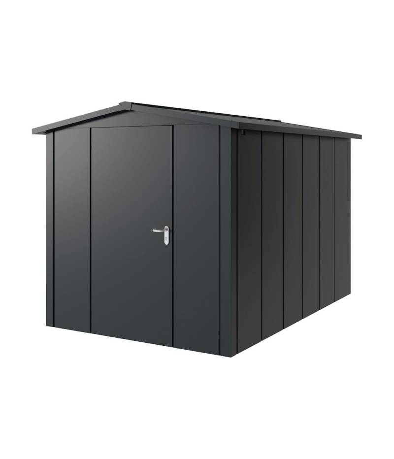 Hörmann Metall-Gerätehaus Juno JSD mit Satteldach B 214 x T 310 cm (JSD 7) Motiv Design (mit breiten Lamellen) Einzeltür Türanschlag links Anthrazitgrau (RAL 7016) von Hörmann Stauraumsysteme