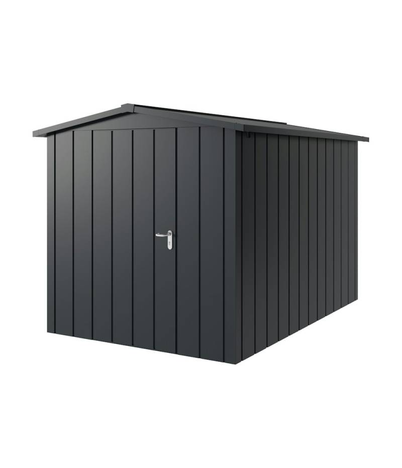 Hörmann Metall-Gerätehaus Juno JSD mit Satteldach B 214 x T 310 cm (JSD 7) Motiv Modern (mit schmalen Lamellen) Einzeltür Türanschlag links Anthrazitgrau (RAL 7016) von Hörmann Stauraumsysteme