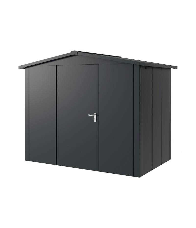 Hörmann Metall-Gerätehaus Juno JSD mit Satteldach B 262 x T 166 cm (JSD 8) Motiv Design (mit breiten Lamellen) Einzeltür Türanschlag links Anthrazitgrau (RAL 7016) von Hörmann Stauraumsysteme