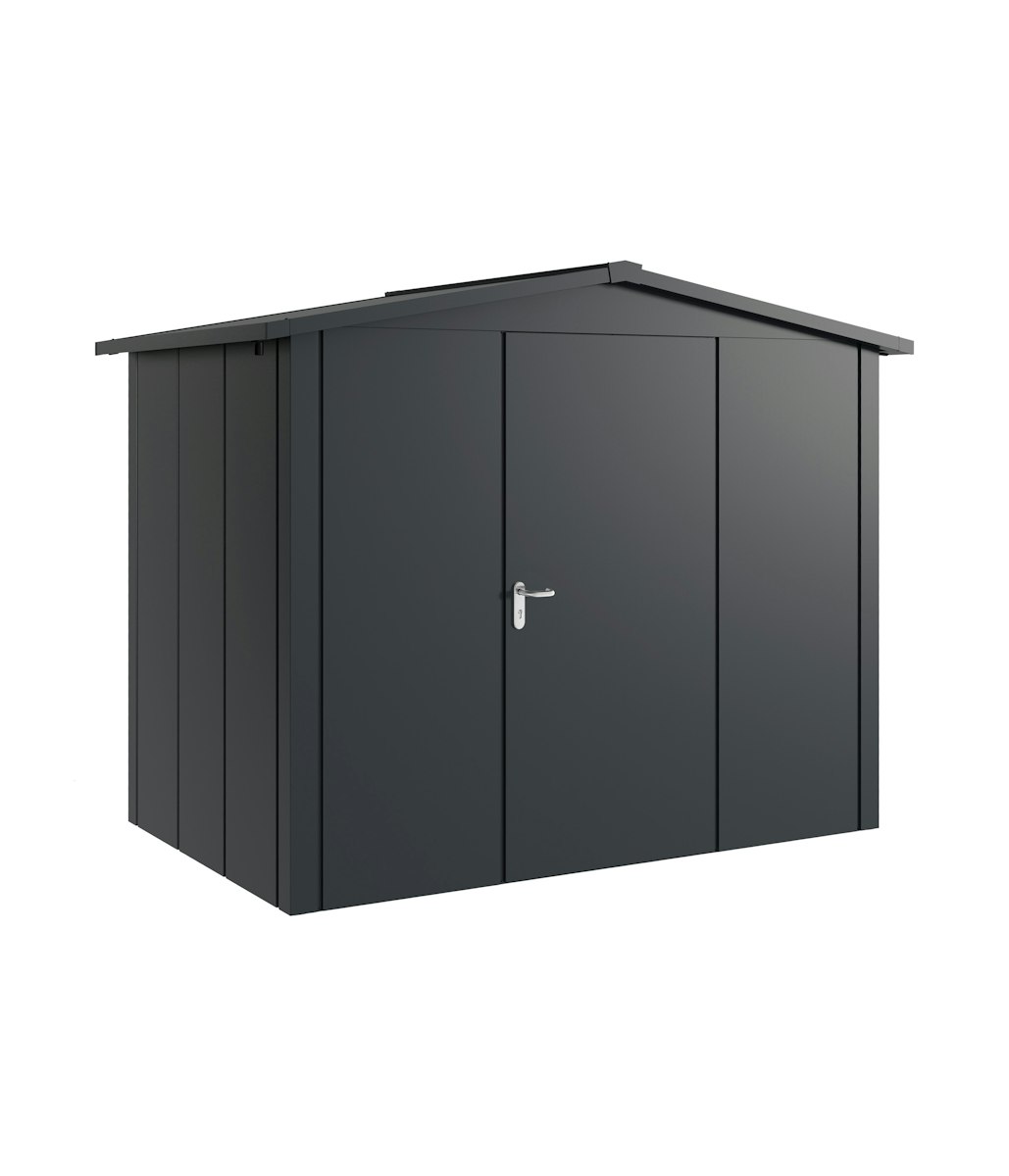 Hörmann Metall-Gerätehaus Juno JSD mit Satteldach B 262 x T 166 cm (JSD 8) Motiv Design (mit breiten Lamellen) Einzeltür Türanschlag rechts Anthrazitgrau (RAL 7016) von Hörmann Stauraumsysteme
