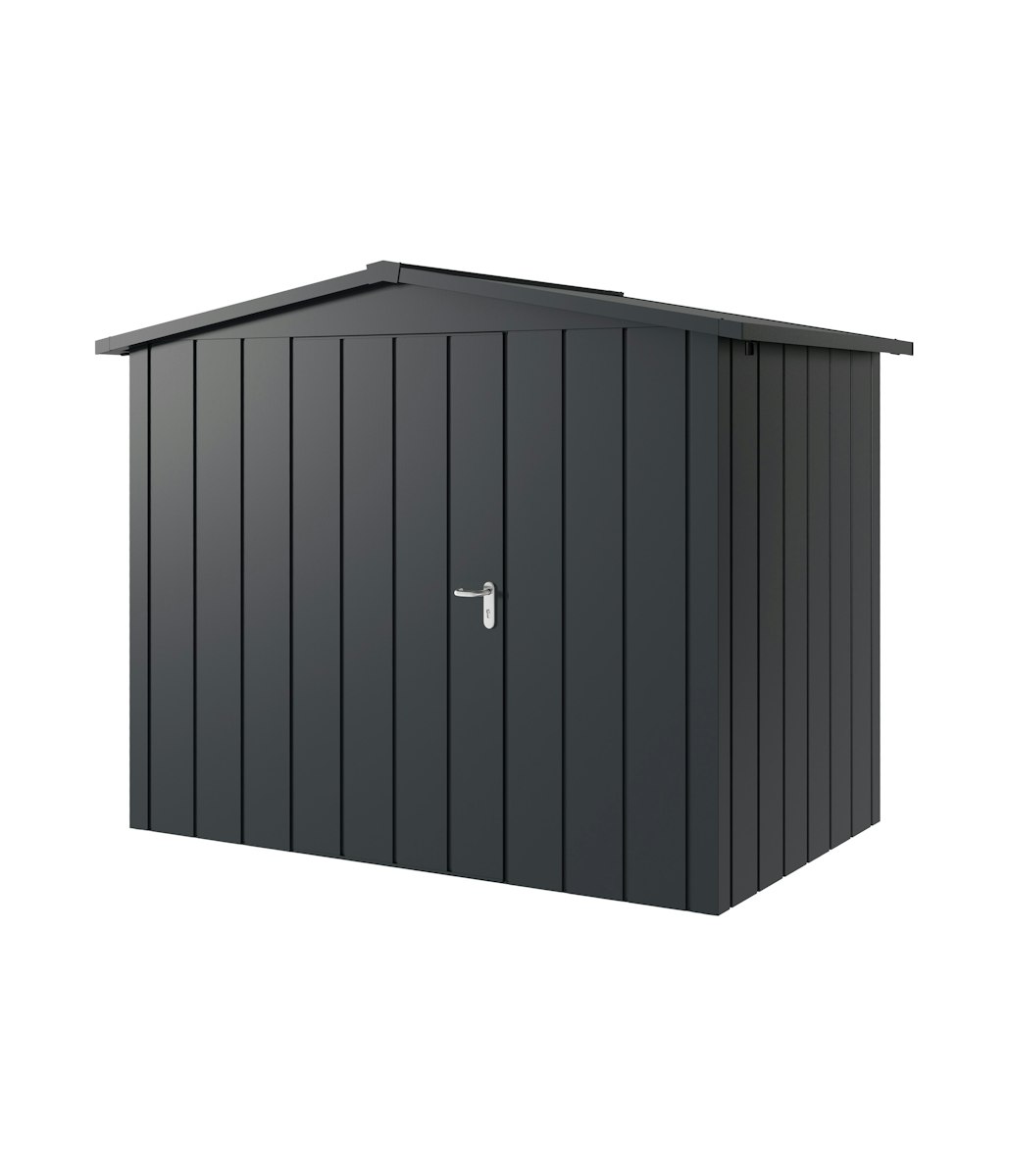 Hörmann Metall-Gerätehaus Juno JSD mit Satteldach B 262 x T 166 cm (JSD 8) Motiv Modern (mit schmalen Lamellen) Einzeltür Türanschlag links Anthrazitgrau (RAL 7016) von Hörmann Stauraumsysteme