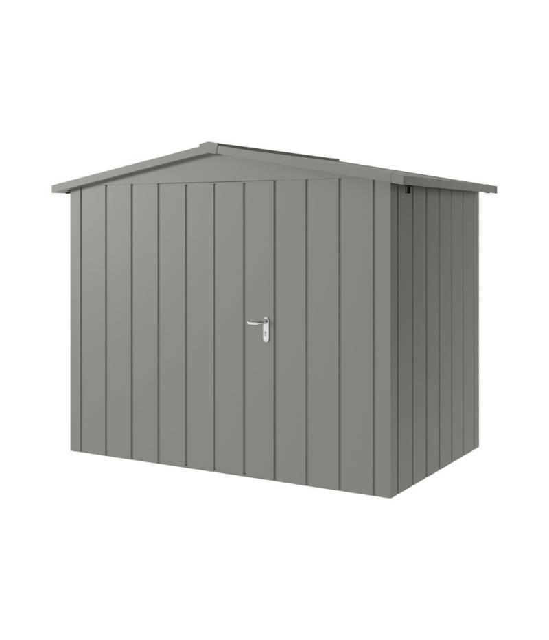 Hörmann Metall-Gerätehaus Juno JSD mit Satteldach B 262 x T 166 cm (JSD 8) Motiv Modern (mit schmalen Lamellen) Einzeltür Türanschlag links Graualuminium (RAL 9007) von Hörmann Stauraumsysteme