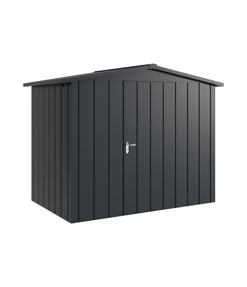 Hörmann Metall-Gerätehaus Juno JSD mit Satteldach B 262 x T 166 cm (JSD 8) Motiv Modern (mit schmalen Lamellen) Einzeltür Türanschlag rechts Anthrazitgrau (RAL 7016) von Hörmann Stauraumsysteme