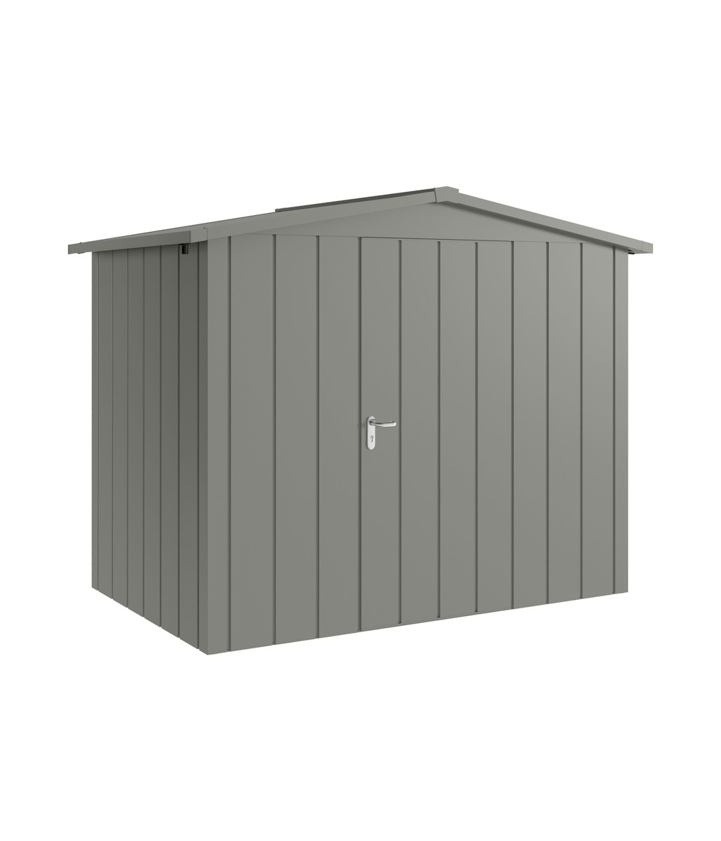 Hörmann Metall-Gerätehaus Juno JSD mit Satteldach B 262 x T 166 cm (JSD 8) Motiv Modern (mit schmalen Lamellen) Einzeltür Türanschlag rechts Graualuminium (RAL 9007) von Hörmann Stauraumsysteme