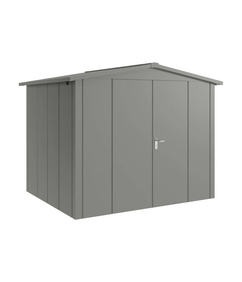 Hörmann Metall-Gerätehaus Juno JSD mit Satteldach B 262 x T 214 cm (JSD 9) Motiv Design (mit breiten Lamellen) Doppeltür Graualuminium (RAL 9007) von Hörmann Stauraumsysteme