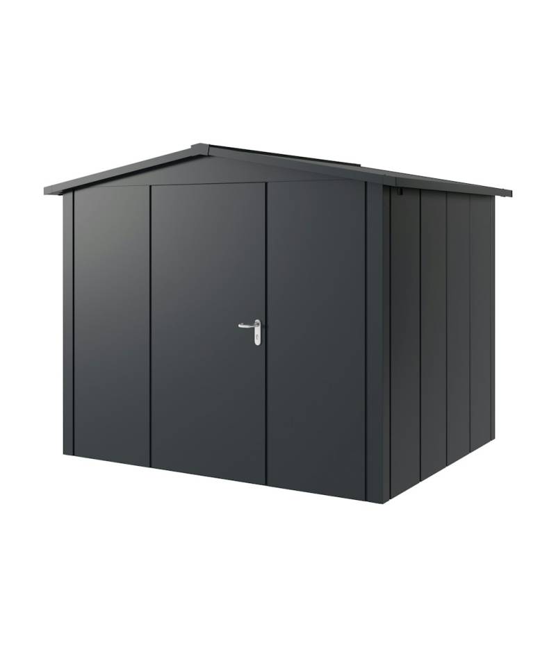 Hörmann Metall-Gerätehaus Juno JSD mit Satteldach B 262 x T 214 cm (JSD 9) Motiv Design (mit breiten Lamellen) Einzeltür Türanschlag links Anthrazitgrau (RAL 7016) von Hörmann Stauraumsysteme