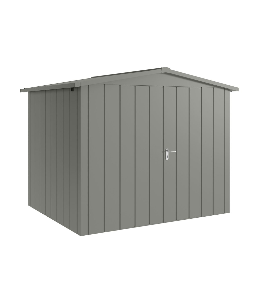 Hörmann Metall-Gerätehaus Juno JSD mit Satteldach B 262 x T 214 cm (JSD 9) Motiv Modern (mit schmalen Lamellen) Doppeltür Graualuminium (RAL 9007) von Hörmann Stauraumsysteme