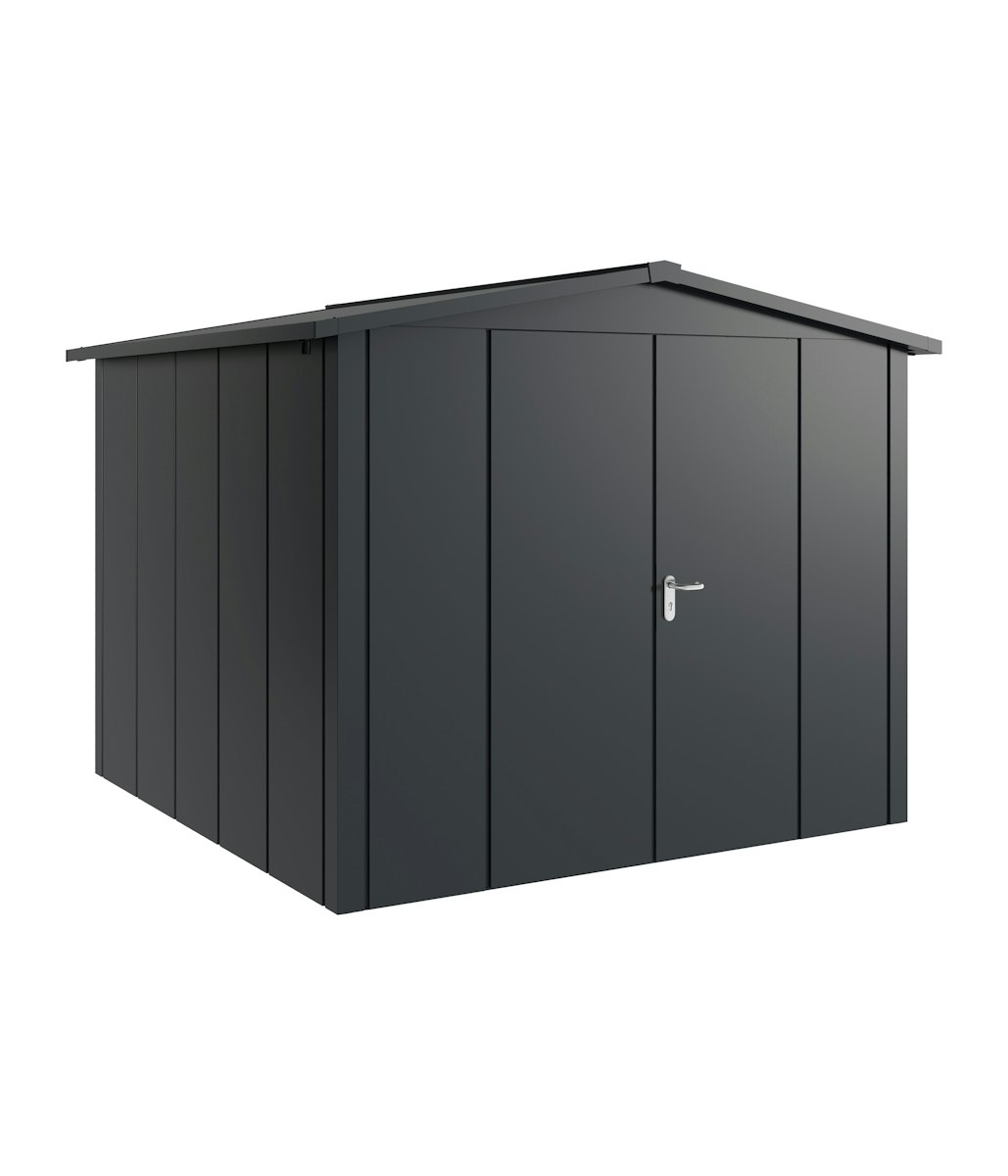 Hörmann Metall-Gerätehaus Juno JSD mit Satteldach B 262 x T 262 cm (JSD 10) Motiv Design (mit breiten Lamellen) Doppeltür Anthrazitgrau (RAL 7016) von Hörmann Stauraumsysteme