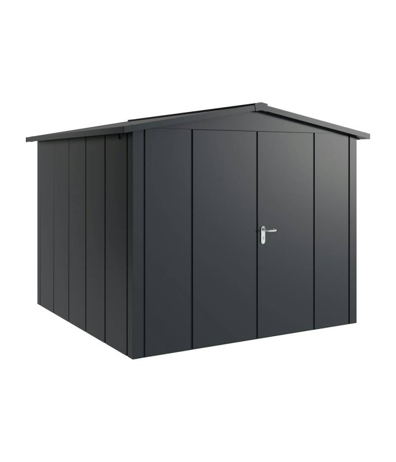 Hörmann Metall-Gerätehaus Juno JSD mit Satteldach B 262 x T 262 cm (JSD 10) Motiv Design (mit breiten Lamellen) Doppeltür Anthrazitgrau (RAL 7016) von Hörmann Stauraumsysteme