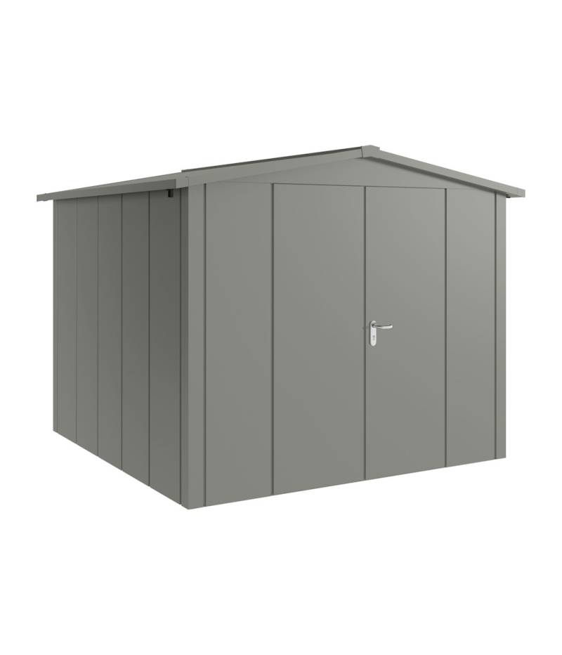 Hörmann Metall-Gerätehaus Juno JSD mit Satteldach B 262 x T 262 cm (JSD 10) Motiv Design (mit breiten Lamellen) Doppeltür Graualuminium (RAL 9007) von Hörmann Stauraumsysteme