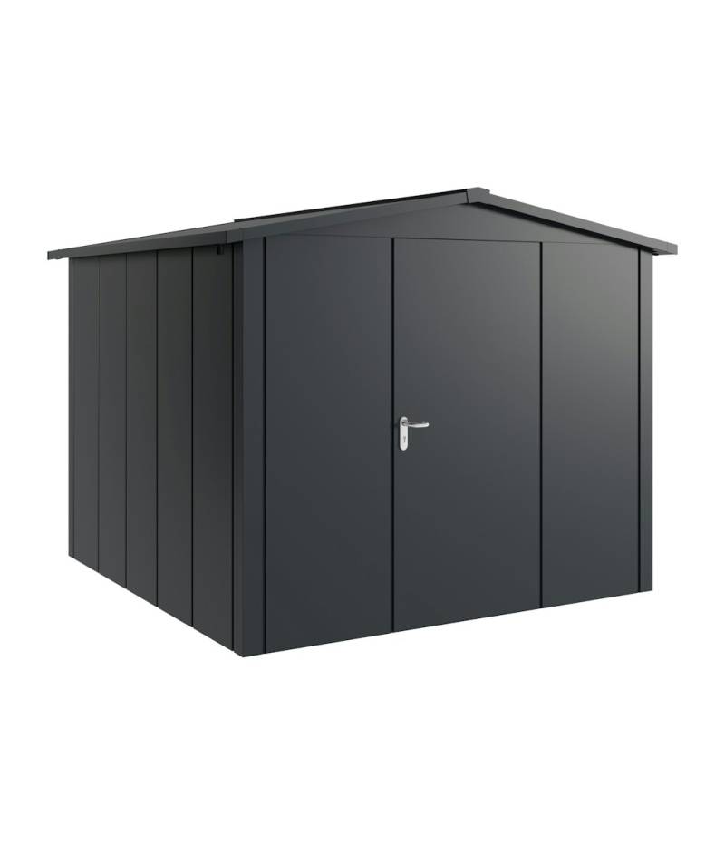 Hörmann Metall-Gerätehaus Juno JSD mit Satteldach B 262 x T 262 cm (JSD 10) Motiv Design (mit breiten Lamellen) Einzeltür Türanschlag rechts Anthrazitgrau (RAL 7016) von Hörmann Stauraumsysteme