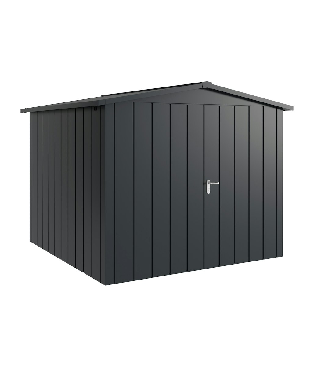 Hörmann Metall-Gerätehaus Juno JSD mit Satteldach B 262 x T 262 cm (JSD 10) Motiv Modern (mit schmalen Lamellen) Doppeltür Anthrazitgrau (RAL 7016) von Hörmann Stauraumsysteme