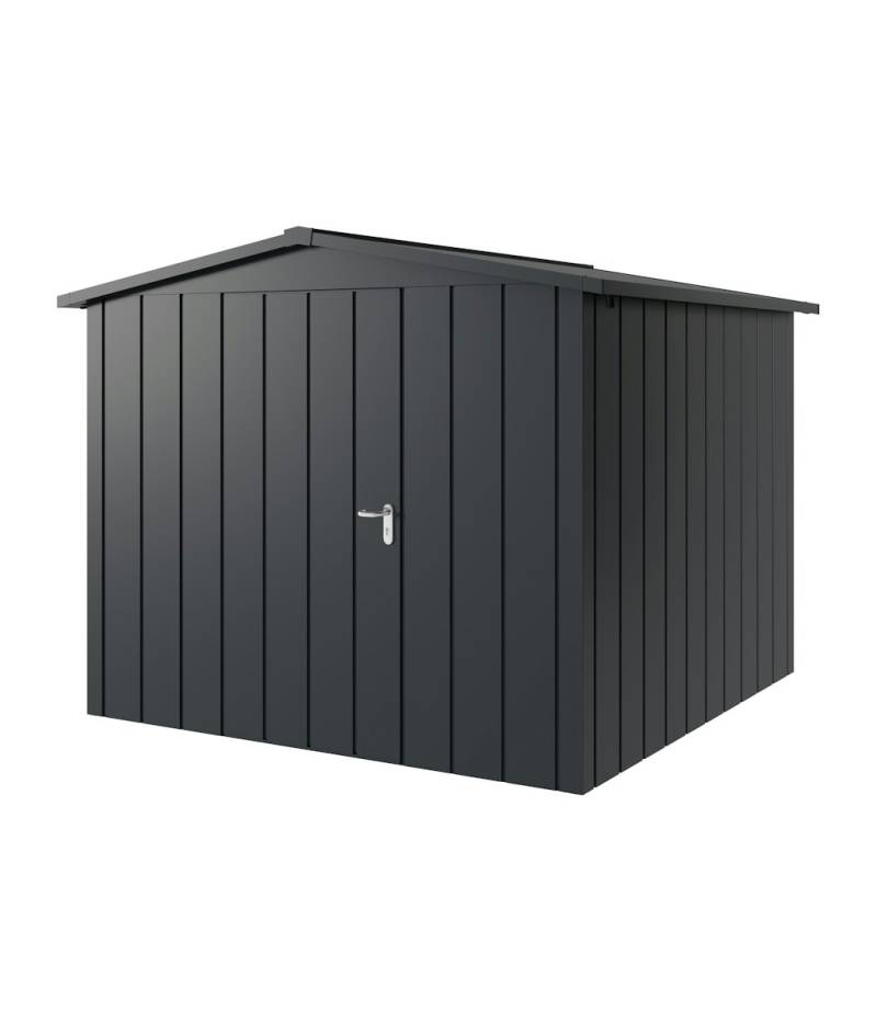 Hörmann Metall-Gerätehaus Juno JSD mit Satteldach B 262 x T 262 cm (JSD 10) Motiv Modern (mit schmalen Lamellen) Einzeltür Türanschlag links Anthrazitgrau (RAL 7016) von Hörmann Stauraumsysteme