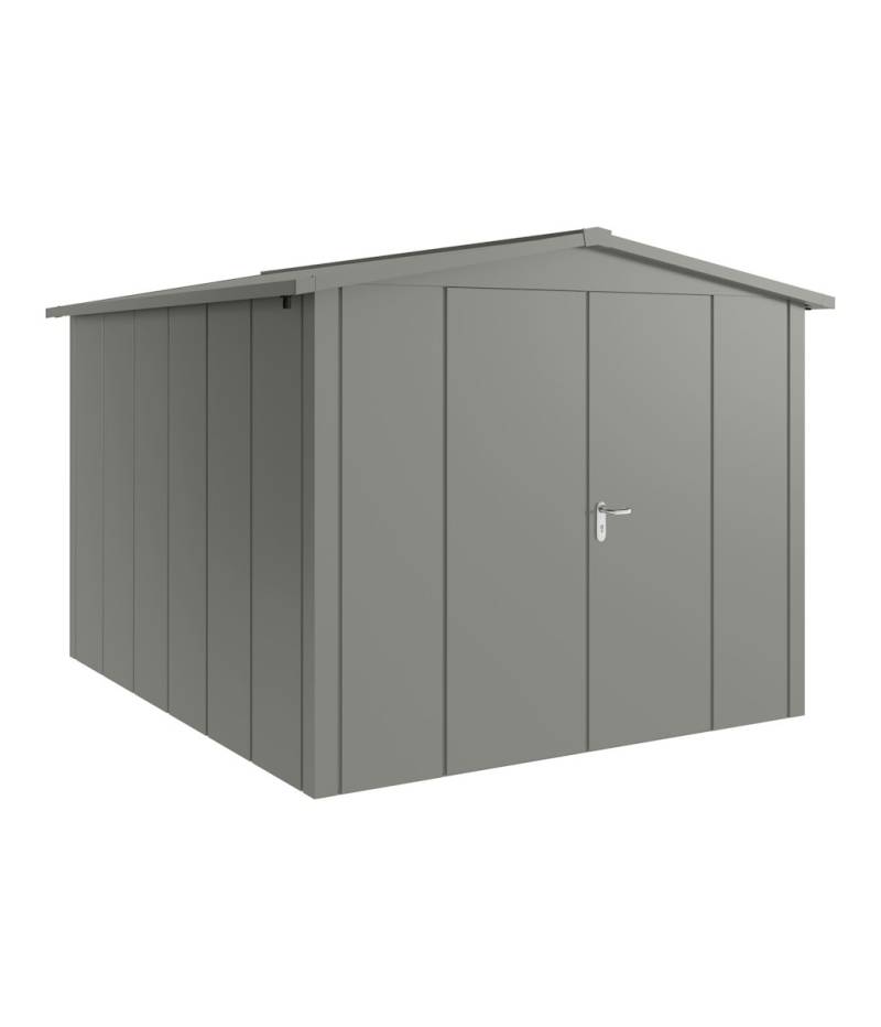 Hörmann Metall-Gerätehaus Juno JSD mit Satteldach B 262 x T 310 cm (JSD 11) Motiv Design (mit breiten Lamellen) Doppeltür Graualuminium (RAL 9007) von Hörmann Stauraumsysteme
