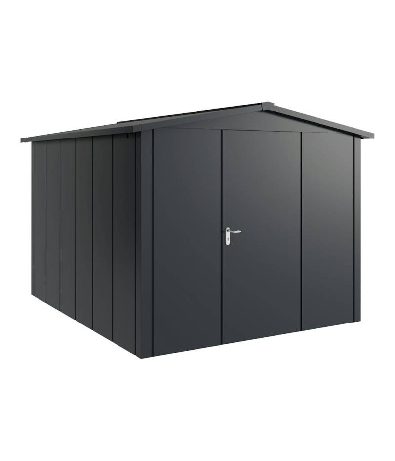 Hörmann Metall-Gerätehaus Juno JSD mit Satteldach B 262 x T 310 cm (JSD 11) Motiv Design (mit breiten Lamellen) Einzeltür Türanschlag rechts Anthrazitgrau (RAL 7016) von Hörmann Stauraumsysteme