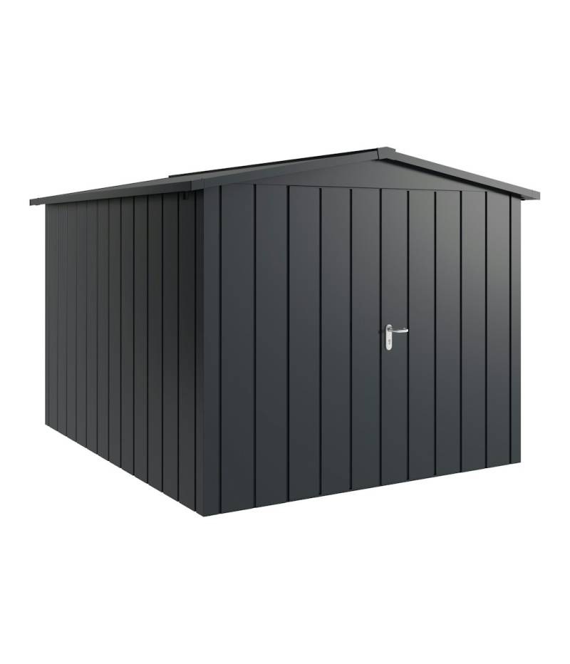 Hörmann Metall-Gerätehaus Juno JSD mit Satteldach B 262 x T 310 cm (JSD 11) Motiv Modern (mit schmalen Lamellen) Doppeltür Anthrazitgrau (RAL 7016) von Hörmann Stauraumsysteme